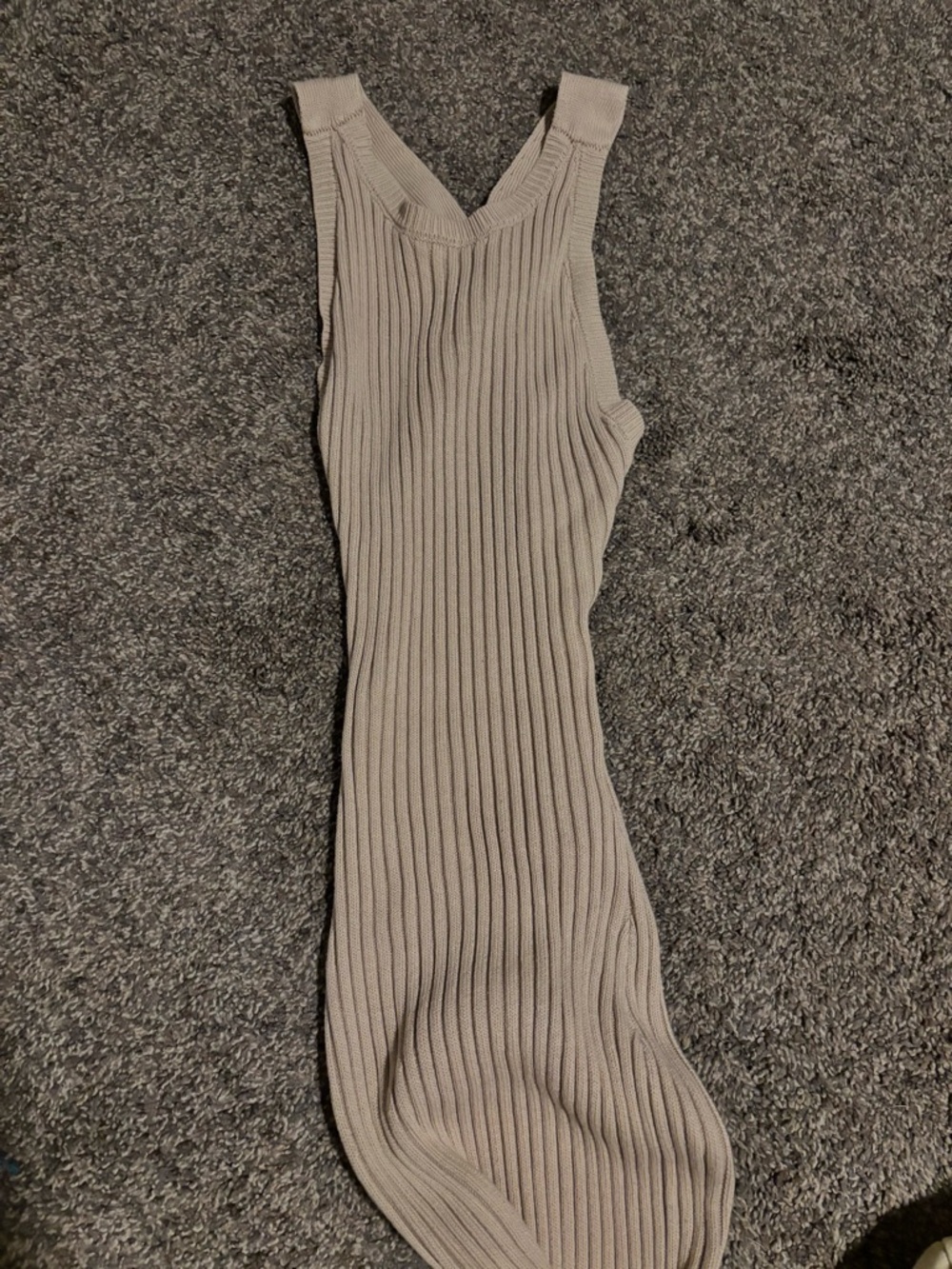 Ribbed Cross-Back Midi Dress in Beige - Picture 3 of 4